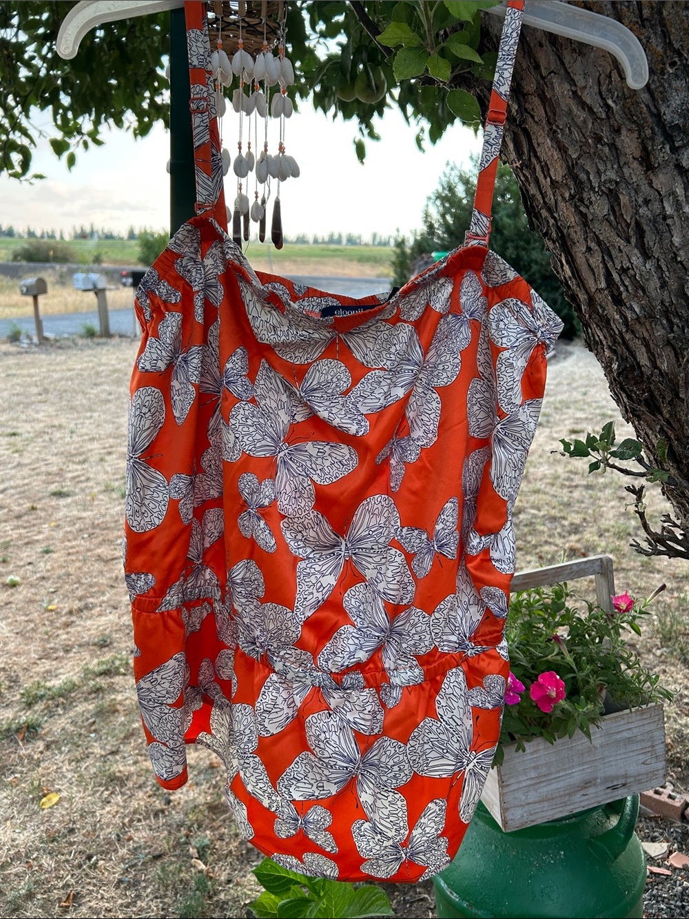 Eloquii Bright Orange Butterfly Print Camisole size 18